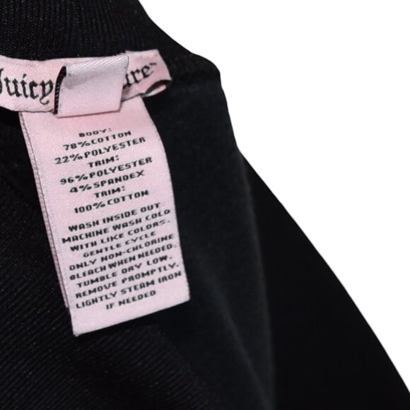 Juicy Couture Black Velour Joggers Size XL Ribbed Waist Retro Y2K - Picture 5 of 9